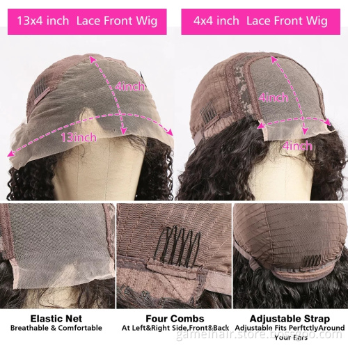 Deep Wave Closure Wig Human Hair Lace Frontal Wigs 250%  Density Lace Front  Pre Plucked Remy 13x4 Frontal Lace Wig Bleached
